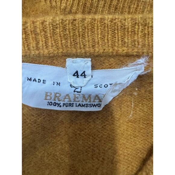 Braemar Golden V Neck Sweater Long Sleeve Knit Pullover Classic Relaxed Fit - Picture 5 of 5